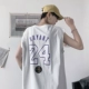 Mùa hè bf gió không tay áo thun nam phiên bản Hàn Quốc của xu hướng bóng rổ thể thao thủy triều thương hiệu cắt hoang tay áo vest - Dệt kim Vest