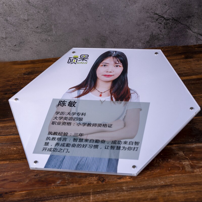 Acrylic teacher profile photo frame style image wall faculty wall teacher doctor photo introduction wall