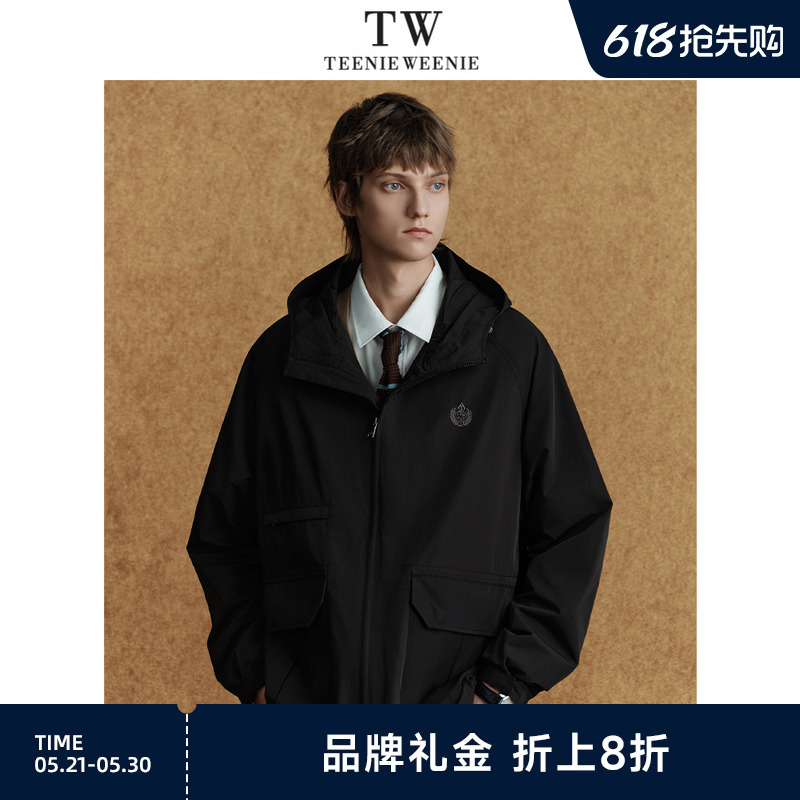 Teenieweenie Men's Embroidered Casual Comfortable Simple Hooded Jacket