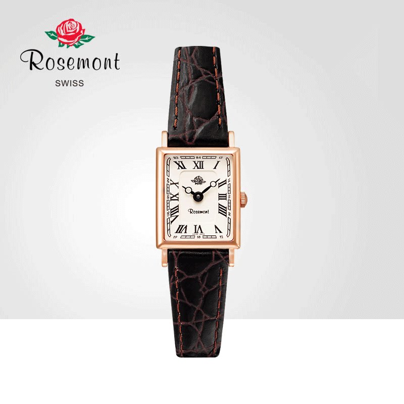 Rosemont Retro Watch Square Small Dial Temperament Thin Strap Quartz Leather Rose Watch Female 2019 New