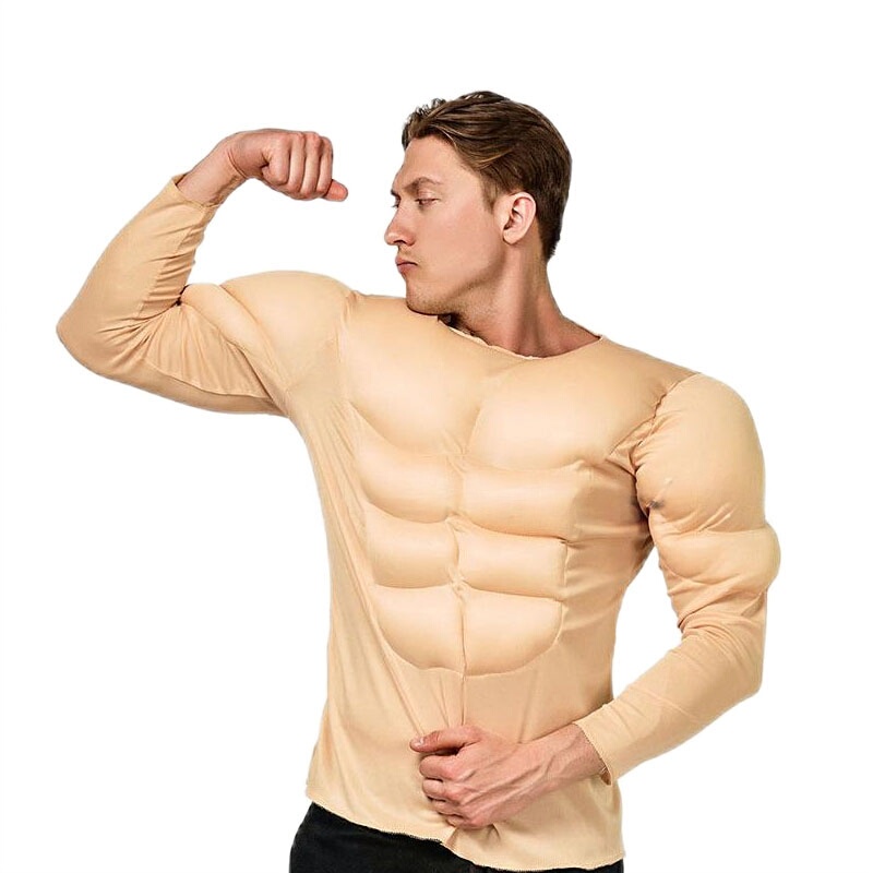 Muscle Suit Halloween Adult Muscle Costume Muscular Little Boy Funny Party Abs T-Shirt Stage Performance Costume