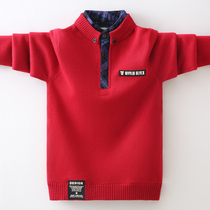 Boy cotton sweater fake two-piece spring and autumn 2021 new foreign handsome childrens sweater 12 years old