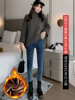 Ретро -синяя паста паста из кристаллической бархат [брюки с боковыми блоками]