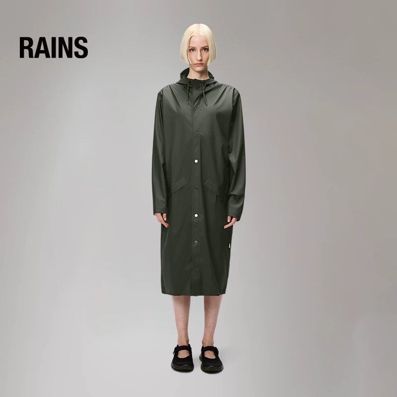 Длинный водонепроницаемый тренч RAINS, худи для мужчин и женщин, середина длины