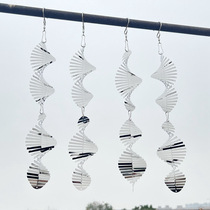3D rotating wind chime hanging decoration indoor outdoor garden healing pendant stainless steel bird repelling reflective tape bird repelling artifact