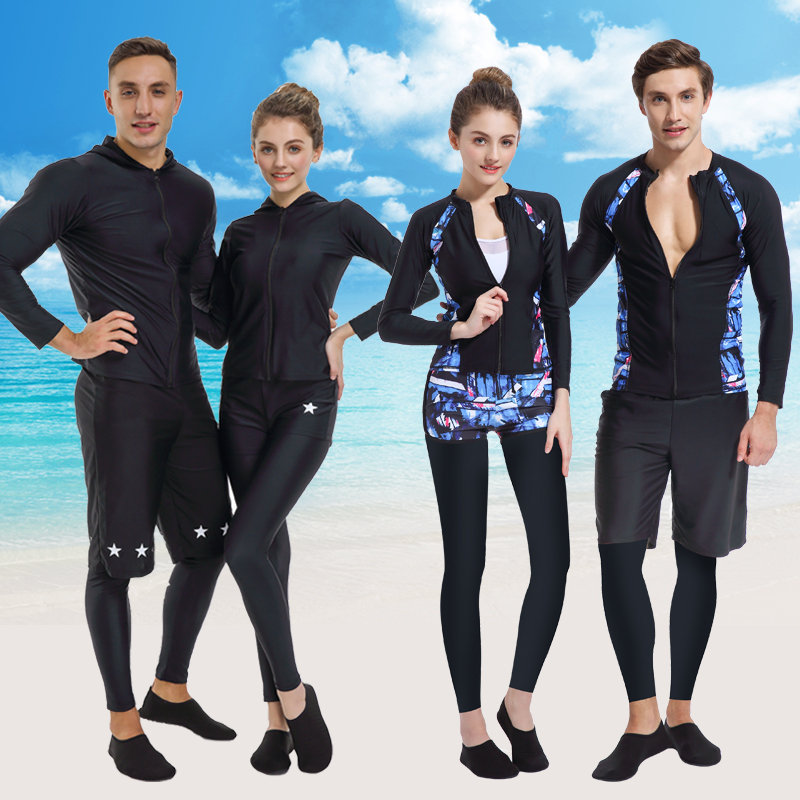 Korean Couple Diving Suit Women's Two-piece Sunscreen Quick Dry Swimsuit Men Suit Surf Snorkeling Pants Long Sleeves Jellyfish