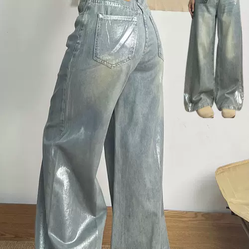 Дизайнерские летние приталенные мягкие джинсы, штаны для отдыха, тренд сезона, свободный крой, высокая талия