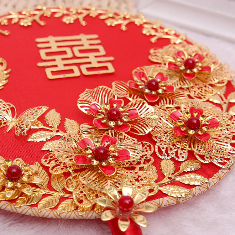 Son-in-law Song Yi with the same Chinese bridal fan fan wedding finished products ancient fan Zi Xiu He dress wedding bouquet flower joy fan