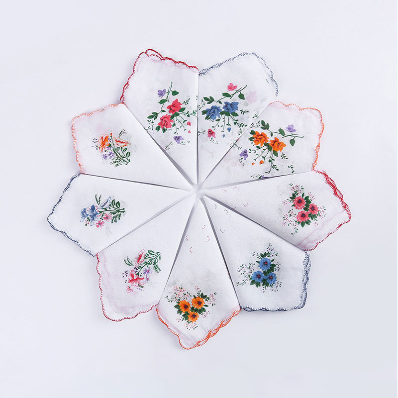 Old lady's crescent side full cotton wipe Sweat handkerchief with small crummy floral printed handkerchief wipe sweat towels old and old saliva towel