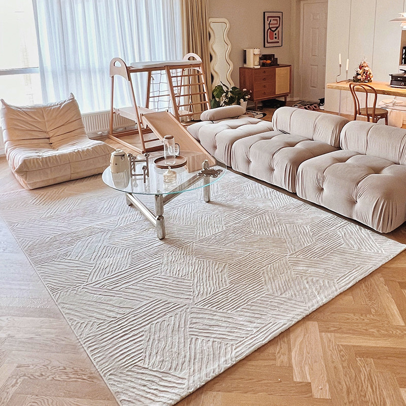 Gu Zhenxin upgraded antibacterial carpet Japanese style log style living room rug sofa rug French style cream style advanced