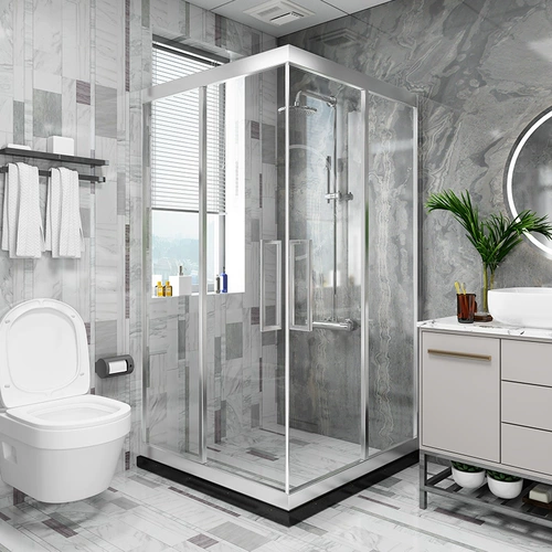 Диагональная длинная квадратная душевая комната ванная комната туалет.