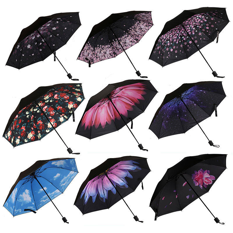 Parumbrella sunscreen anti UV large folding umbrella girl small portable small fresh parasol sunny