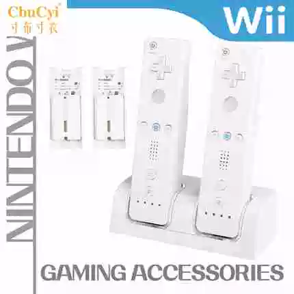 WII xử lý bộ sạc WII xử lý bộ sạc đôi với pin kép với cáp sạc USB - WII / WIIU kết hợp