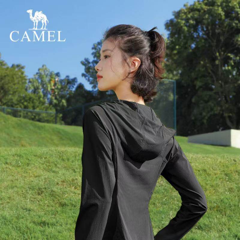骆驼防晒衣女款夏季连帽修身防紫外线绿色外套户外轻薄骑车皮肤衣