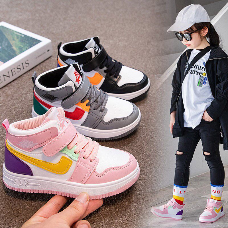 3-12 Year Old Children Sneakers 21 Autumn Winter New Girl Casual Medium-high Cylinder Board Shoes Student Boy Basket Sneakers