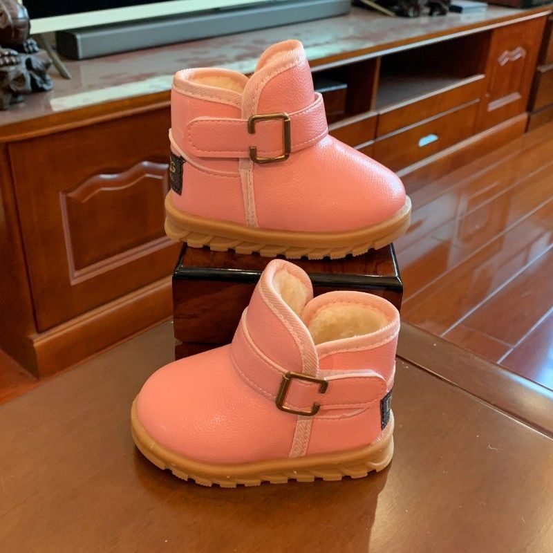 Baby girl snow boots baby shoes winter plus velvet boys toddler shoes girls Martin boots children's short boots waterproof