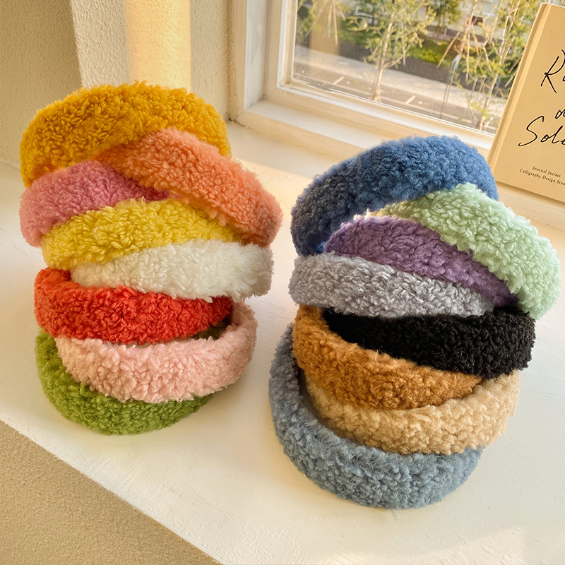 High-level lamb hair hoop shampoo face-washed head hoop high skull head anti-skid blade card new hair tie in 2022
