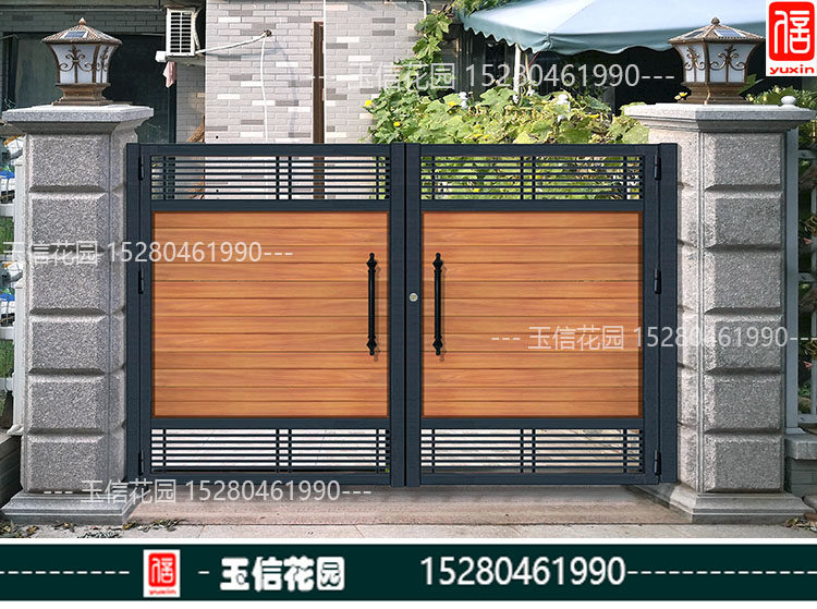 High-grade stainless steel with pineapple lattice wood courtyard door outdoor door villa door garden door