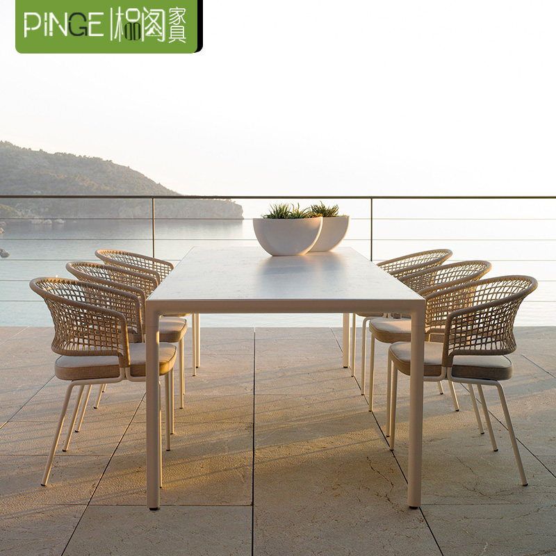 Outdoor rattan table and chair designer model room balcony rattan chair hotel garden dining room outdoor leisure table and chair coffee table