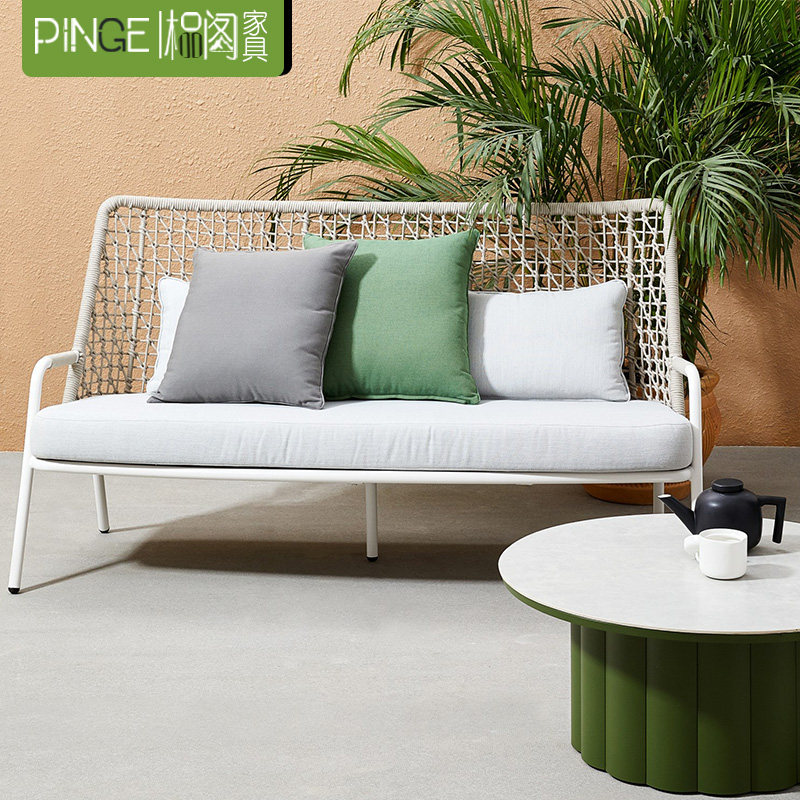 Nordic outdoor furniture designer model room creative leisure rattan sofa garden courtyard balcony combination sofa