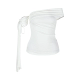 Белая летняя футболка с коротким рукавом, корсет, облегающий крой, в обтяжку, по фигуре