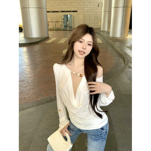 Белый браслет из бисера, летний дизайнерский лонгслив, свободный крой, защита от солнца, тренд сезона