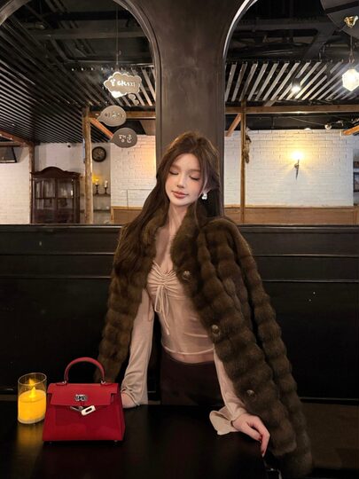 Retro imitation mink fur stand-up collar long-sleeved coat for women winter fur one-piece high-end loose warm cardigan top