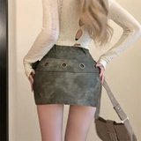 Коричневая полиуретановая сексуальная юбка, мини-юбка, в американском стиле, в обтяжку, с акцентом на бедрах