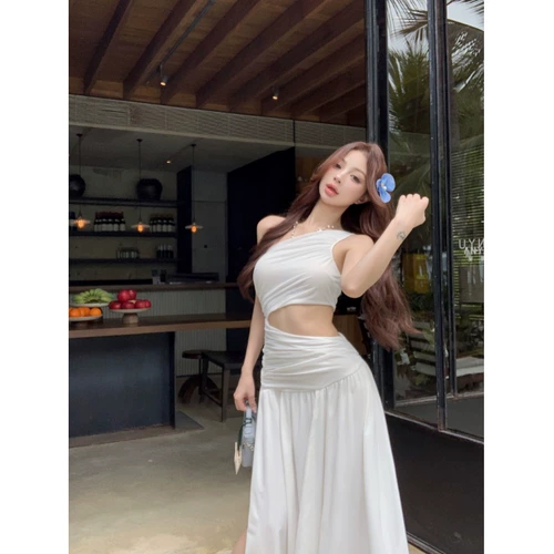 Красная летняя длинная юбка без рукавов, А-силуэт