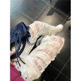 Кружевные джинсы, дизайнерские белые штаны, тренд сезона, высокая талия, свободный прямой крой