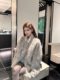 Gray bow eco-friendly fur long-sleeved coat for women winter warm fur all-in-one loose temperament cardigan top