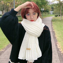 Scarf Woman Winter Korean Version New Warm 100 Hairy Line Thickened Imitation Cashmere Student Couple Pure color Neck Cape