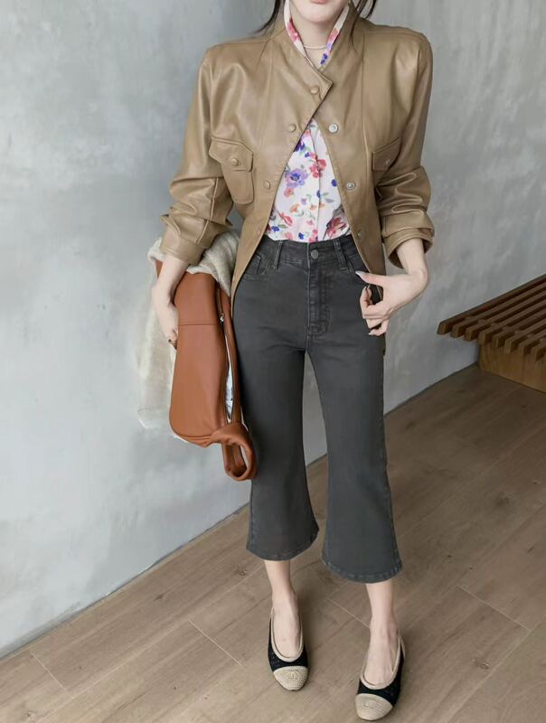 Korean Style Solid Color Casual Four-Way Stretch Low-Waist Elastic Cropped Pants 2026 Autumn New Versatile Slim Fit Slightly Spicy Pants