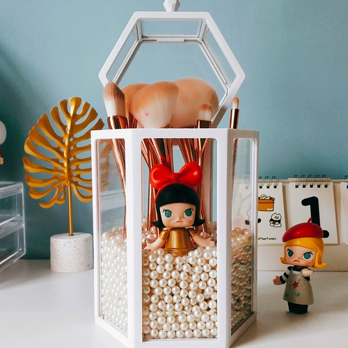 Кисть, прозрачная стеклянная система хранения, настольный туалетный столик, база под макияж, коробка для хранения, популярно в интернете