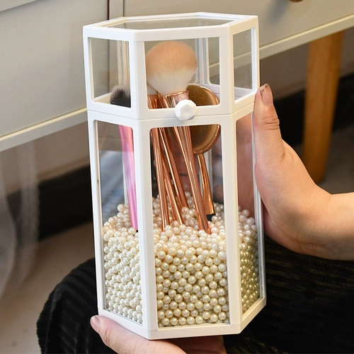 Кисть, прозрачная стеклянная система хранения, настольный туалетный столик, база под макияж, коробка для хранения, популярно в интернете