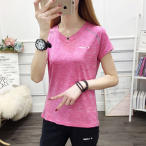 Sports t-shirts for women with loose and quick dry short-sleeved tops breathable and elastic force