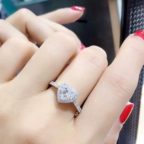 俪萌珠宝 Алмаз в форме сердца, бриллиантовое обручальное кольцо, 1 карат, с сертификатом GIA