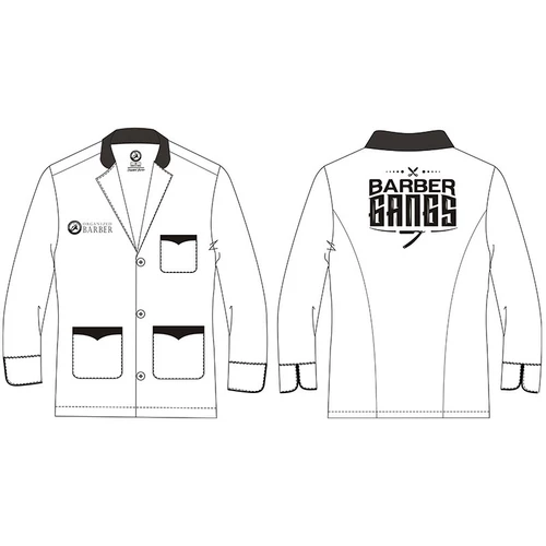 Пользовательский логотип Специальная стрельба для парикмахерской рабочей одежды парикмахерская рабочая одежда, парикмахерская ретро -мода свободная версия рабочей одежды