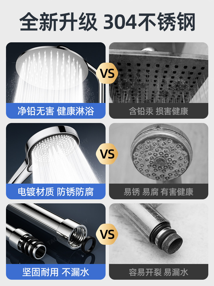 All-Copper Shower Head Set for Home Bathroom, Pressurized Shower Head for Bathing, 2025 New Model