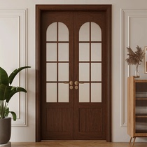 Arc arched door solid wood painted door French double door bedroom door study door wooden door bathroom door glass door