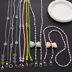 New acrylic beaded diagonal chain diy case mobile phone case beauty lanyard girls bag single shoulder strap hanging chain