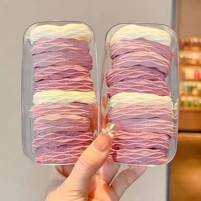 High Elasticity Bean Paste Pink Hair Tie That Doesn'T Damage Hair, Durable Colorful Towel Hair Ring for Women