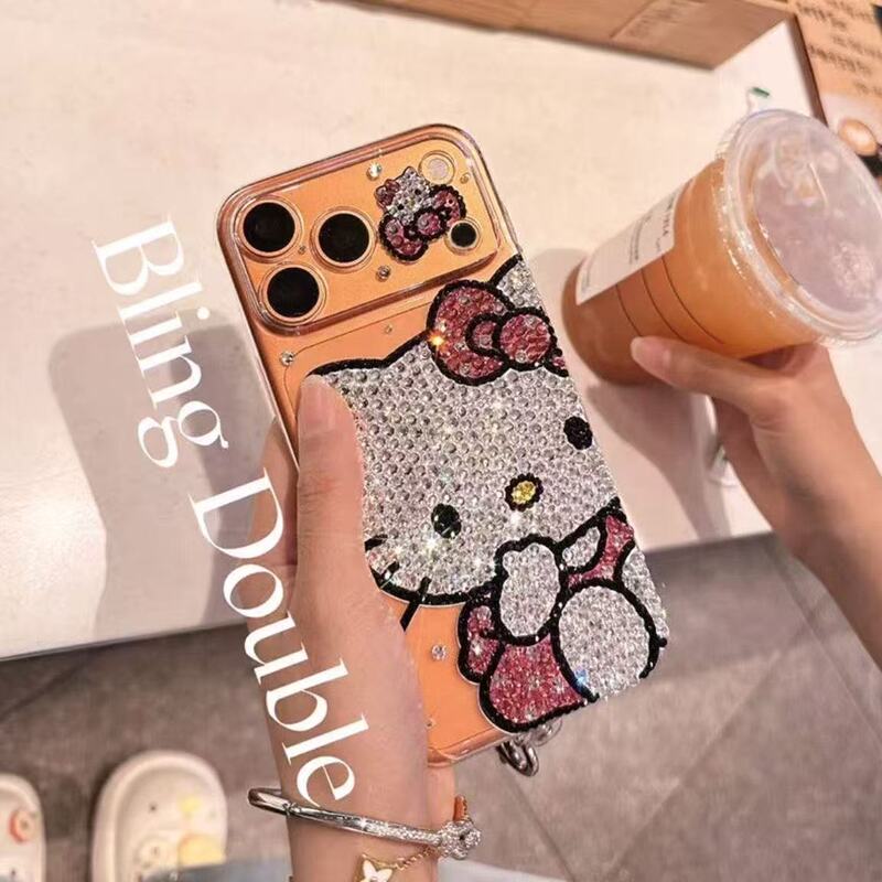 Influencer-Style Case Suitable for iPhone 17 Pro Max, Apple 15 Plus, 16 Luxury Rhinestone, 13 Mini Cute Cartoon Cat, 14 Bear Protective Case, 12 Full-Cover Shockproof, XS for Women, 11 New Model