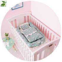 Portable mobile pure cotton newborn baby bb bed anti-pressure can be placed on the bed to sleep mattress supplies three-piece set
