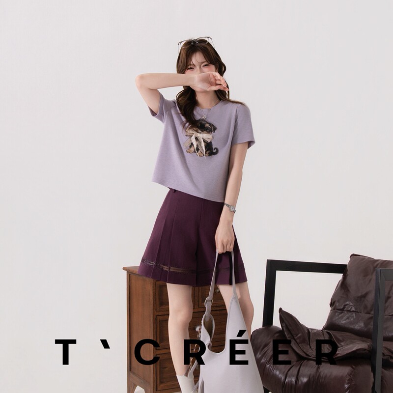 T`Creer｜Wind-Pleated, Elegant Pleated Striped Decorative High-Waisted Slimming Shorts for Women