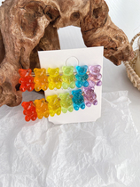 Little bear gummy hairclip headwear rainbow hairpin hair jewelry Net red same color clip candy jelly clip