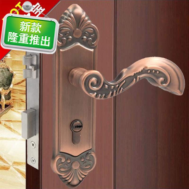 Door lock is new product p304 stainless steel red green yellow bronze indoor wooden door bedroom American simple mute - Taobao