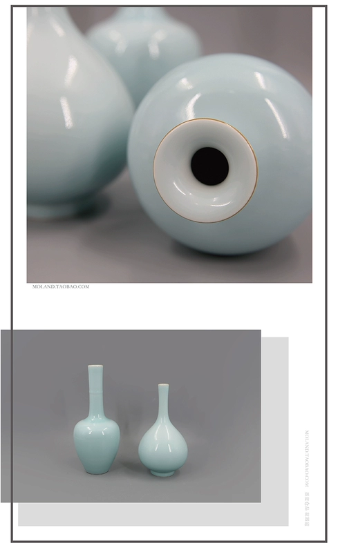 Blue Glaze Vase Sứ Hoa Jianshan Sắp xếp Hoa Nhật Zen Zen Trung Quốc Tàu Trung Quốc Trang trí phòng khách - Vase / Bồn hoa & Kệ