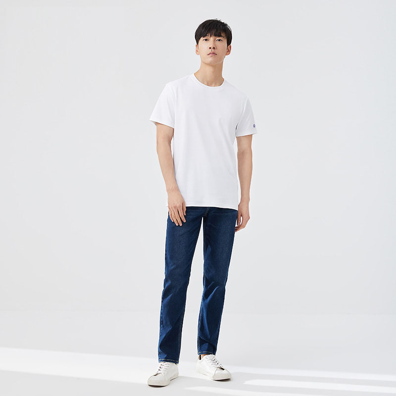 Men's T-Shirt Summer New Style Pure Cotton Round Neck Pullover Short Sleeve Breathable Sweat-Absorbent Sports Casual Comfortable Versatile Trendy