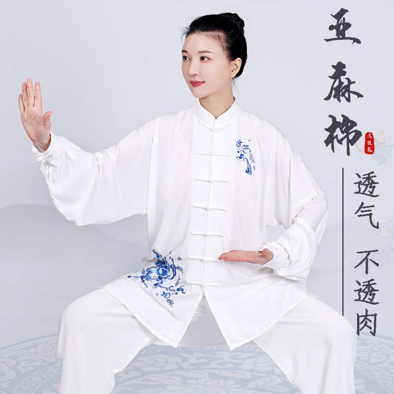 Tai Chi Clothing Women's New Foreign Pie Cotton Linen Spring Autumn Taijiquan Taiji Martial Arts Men's Fashion Tai Chi Clothing Women's Summer